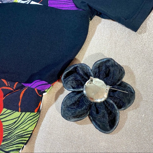 BLUE D’AZUR France top blouse black red stretchy - Picture 8 of 15